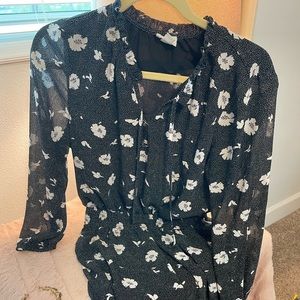 J. Crew Black Floral Dress, Medium